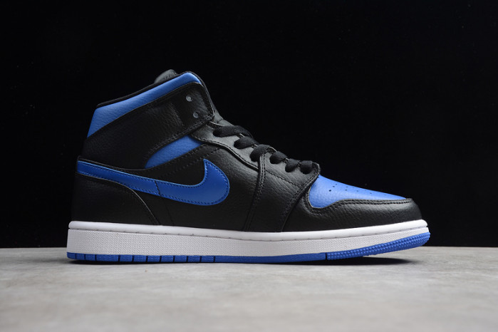 air jordan 1 mid black hyper royal 554724-068