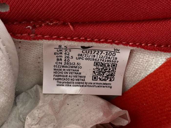 nike dunk low university red cu1727-100